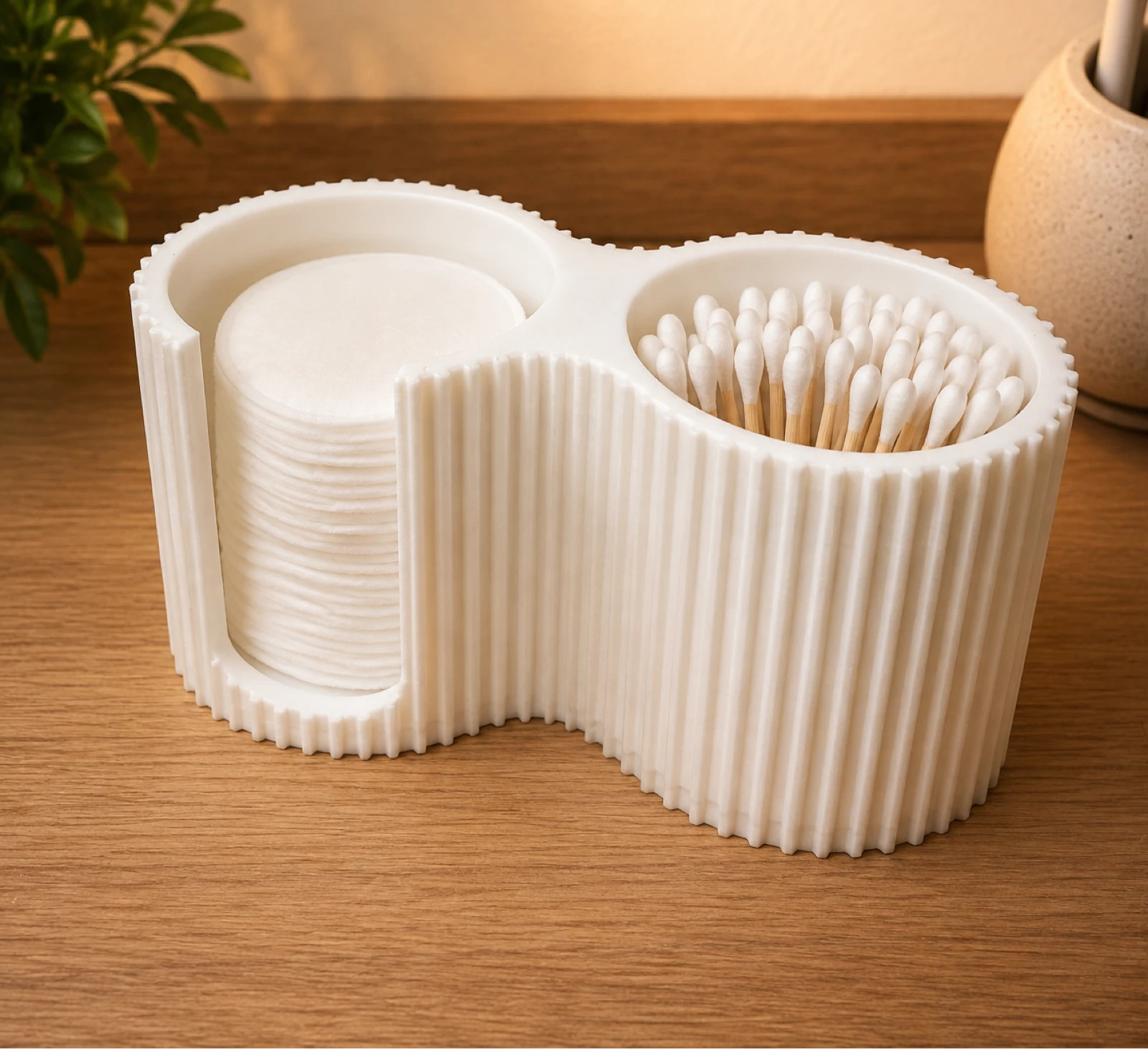 🛁 Organizador Elegante para Discos de Algodão e Cotonetes | Impressão 3D | Design Moderno